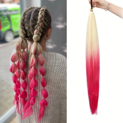Synthetic 26Inch Long Straight Ponytail Elastic Hair Colorful Braiding Ponytail Hair Extensions Hair Accessories for Women