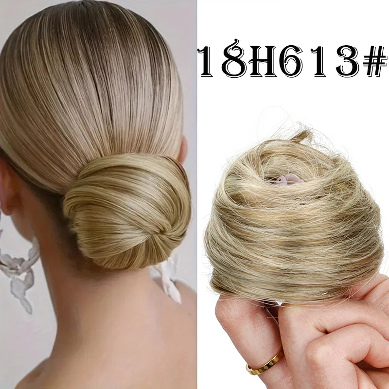 Synthetic Messy Bun Hair Piece Chignon Extension Mini Rubber Band Hair Bun Scrunchies Donut Hair Accessory Easy to Wear