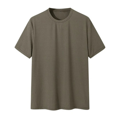 Summer Men's Clothing Light Luxury T Shirt Leisure Long Sleeve O Neck Drapped Solid Color Loose Basic Shirt Popular Knitwear