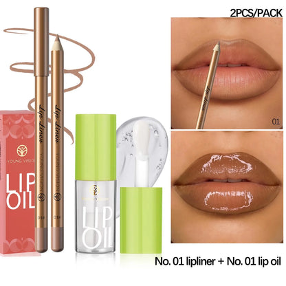 USHAS 12 Color Lip Liner + LIPSTICK Set Easy Coloring Matte Lipstick Long lasting nude red lipstick