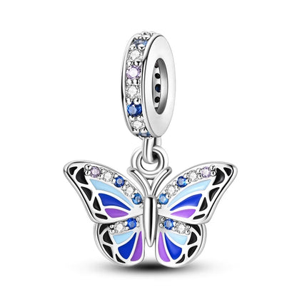 925 Sterling Silber Plattierung Bunt Schmetterling Insekt Tier Charms Perlen Funkelnder Zirkon Passend für Qikaola 925 Original Armbänder DIY Schmuck