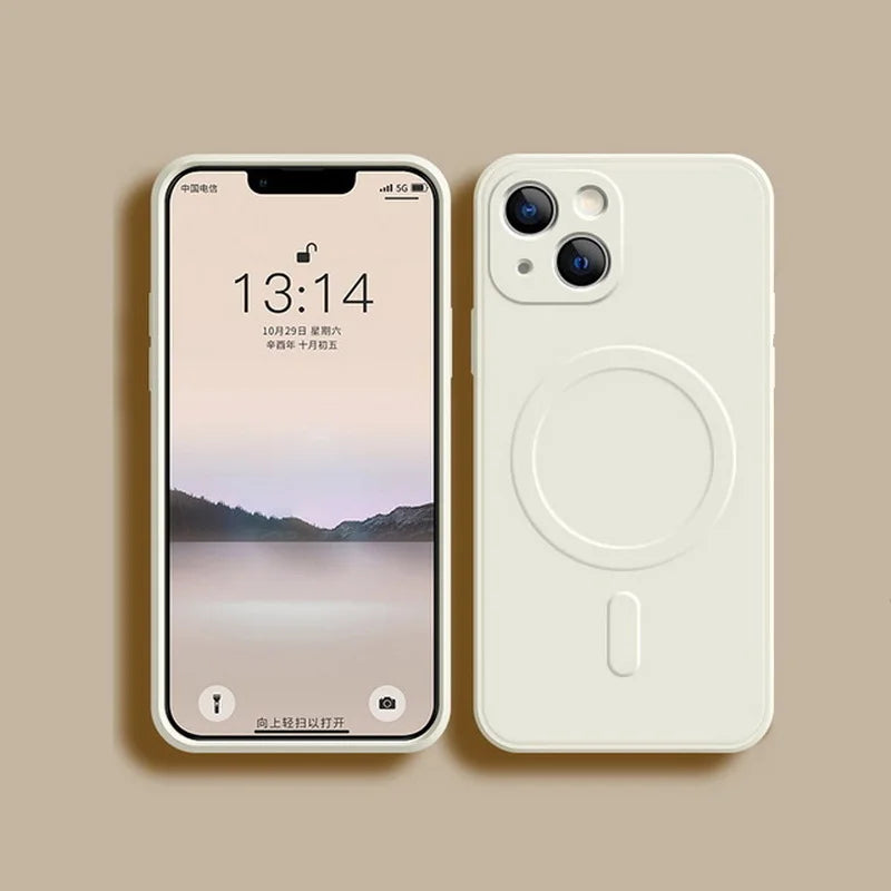 Liquid Silicone Shockproof Case For iPhone 18 17 16 15 14 13 12 11 Pro Max TPU Phone Magnetic Wireless Charger For Magsafe Cover