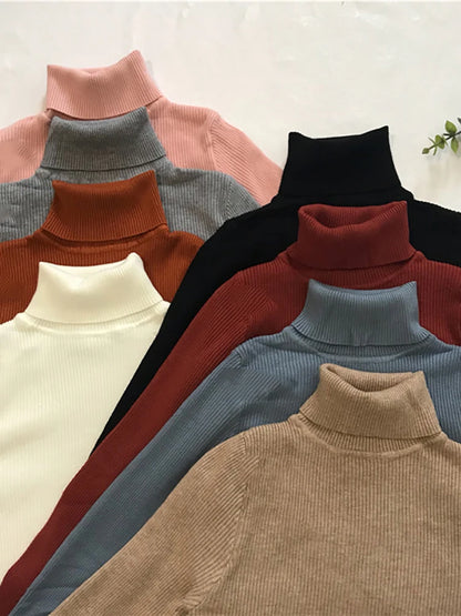 Turtleneck Sweater Womens 2025 Autumn Winter Tops Korean Slim Women Pullover Jumper Knitted Sweater Pull Femme Hiver Truien