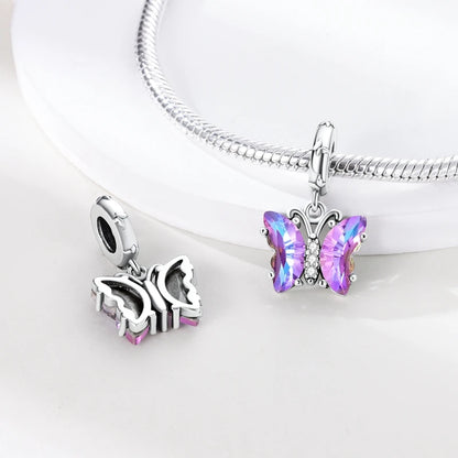 925 Sterling Silber Plattierung Bunt Schmetterling Insekt Tier Charms Perlen Funkelnder Zirkon Passend für Qikaola 925 Original Armbänder DIY Schmuck