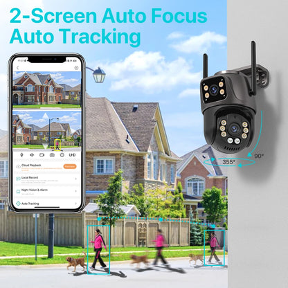 4K 8MP HD WLAN PTZ Kamera Outdoor 4MP Dual-Objektiv Dual-Bildschirm KI Auto-Tracking IP Kamera CCTV Audio Videoüberwachung P2P iCSee
