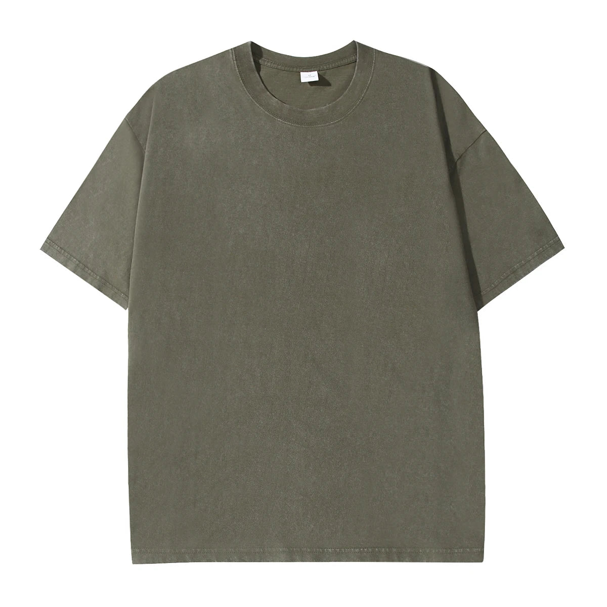 Men's summer pure cotton distressed retro drop shoulder T-shirt solid color loose casual breathable men's casual T-shirt tops