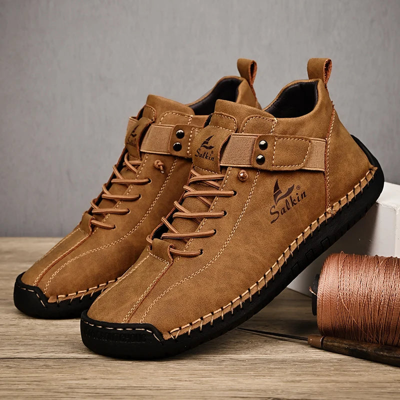 Neue handgemachte Leder-Freizeitschuhe für Herren 2025 Design Sneakers Herren atmungsaktive Lederschuhe Herren Stiefeletten Outdoor