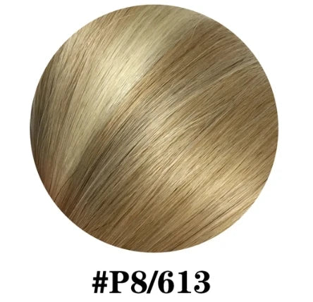 Fish Line 100 Human Hair Extension Piece Hair Blonde Remy Straight Hair Fishing Wire with 3 Clips Invisible Wire Hair Extension