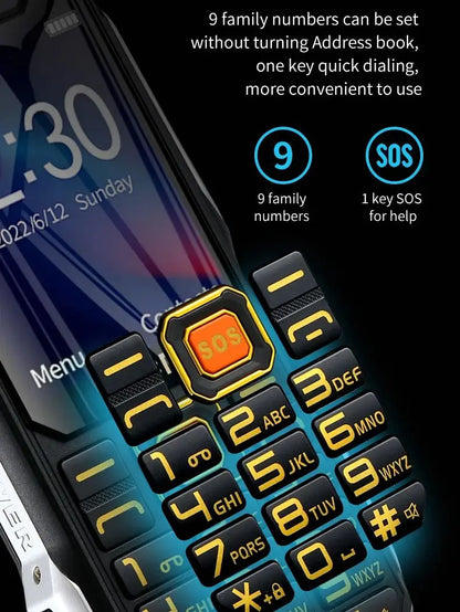 Q8 GSM 2G Robustes Mobiltelefon Großer Akku Doppelte Taschenlampe 2,4-Zoll-HD-Bildschirm Dual-SIM Große Tasten Günstiges Handy für Senioren