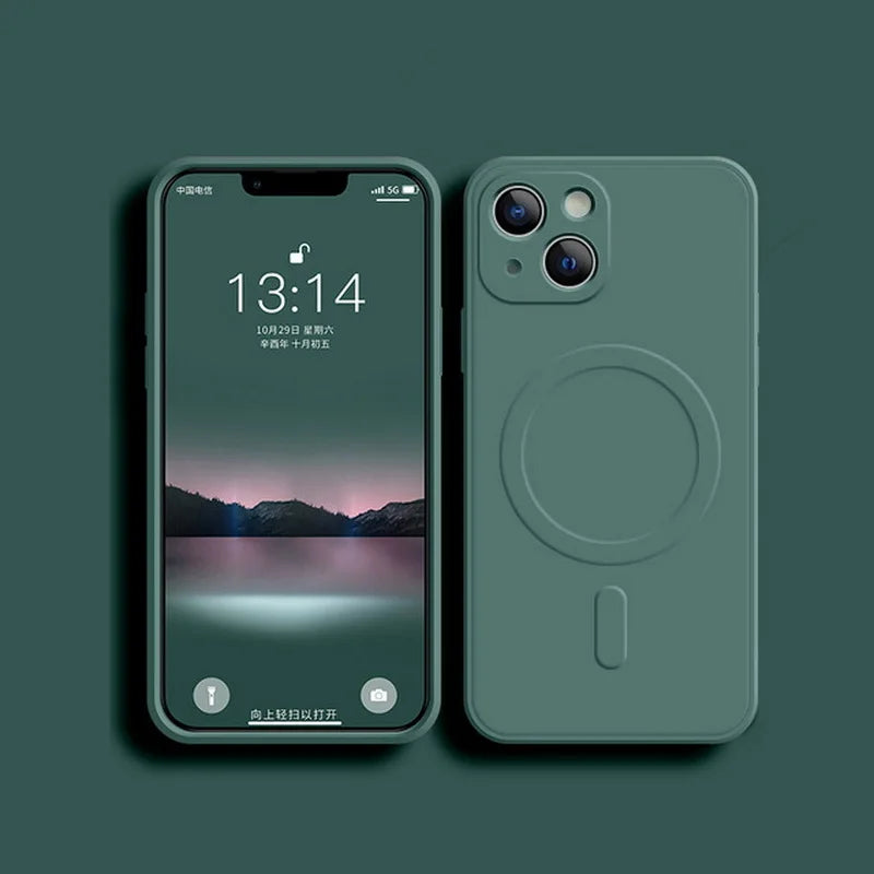 Liquid Silicone Shockproof Case For iPhone 18 17 16 15 14 13 12 11 Pro Max TPU Phone Magnetic Wireless Charger For Magsafe Cover