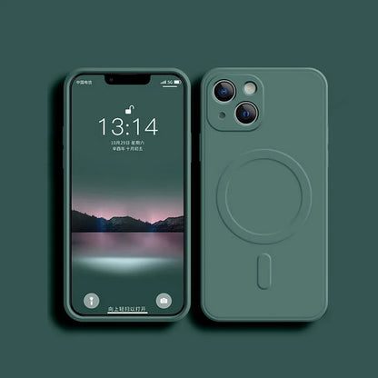 Liquid Silicone Shockproof Case For iPhone 18 17 16 15 14 13 12 11 Pro Max TPU Phone Magnetic Wireless Charger For Magsafe Cover