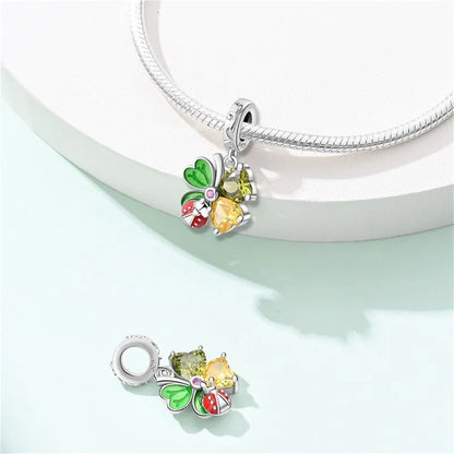 925 Sterling Silber Plattierung Bunt Schmetterling Insekt Tier Charms Perlen Funkelnder Zirkon Passend für Qikaola 925 Original Armbänder DIY Schmuck