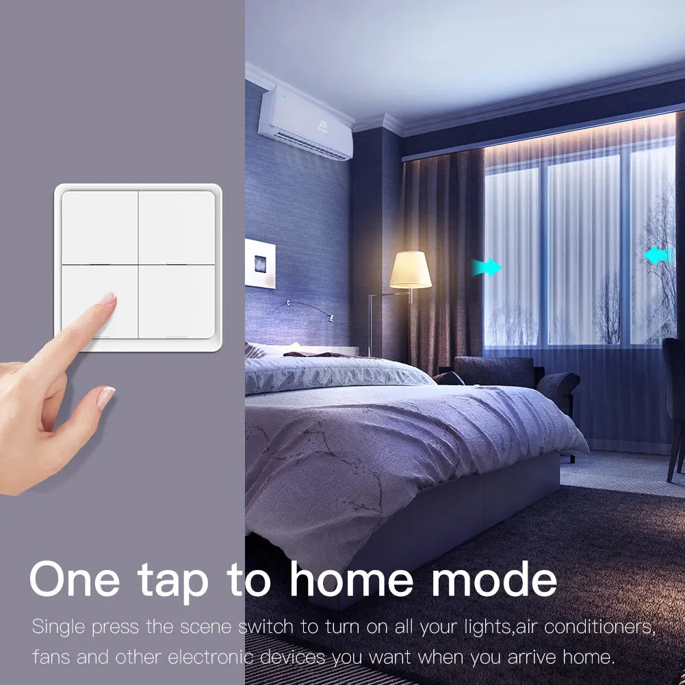 MOES 4-fach Tuya ZigBee Wireless 12-Szenen-Schalter Taster Batteriebetrieben Automatisierungsszenario für Tuya Geräte