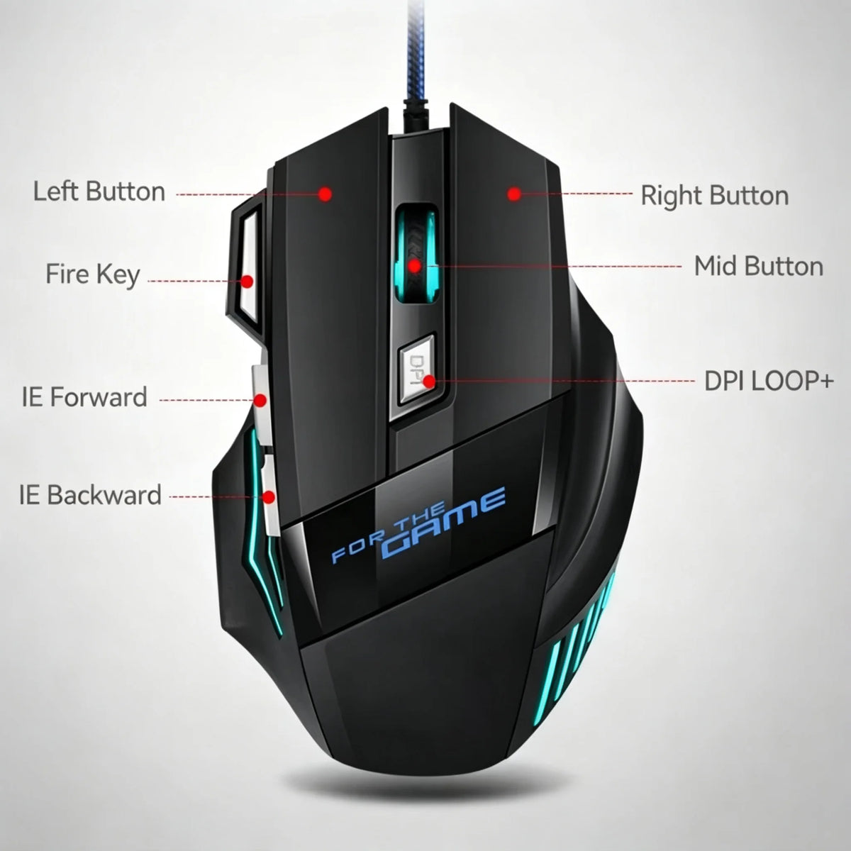RGB Backlit Gaming USB Wired Optical Mouse DPI Adjustable Gamer Ergonomic Design USB PC Mouse For Computer Laptop Tablet
