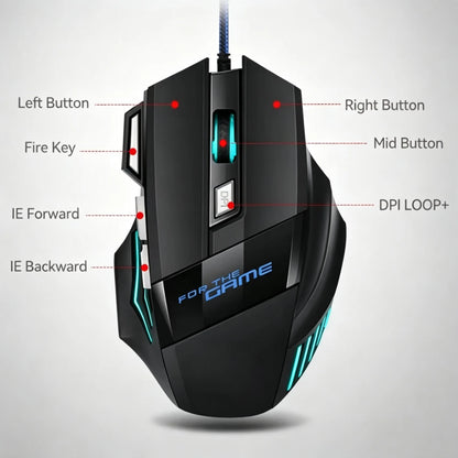 RGB Backlit Gaming USB Wired Optical Mouse DPI Adjustable Gamer Ergonomic Design USB PC Mouse For Computer Laptop Tablet