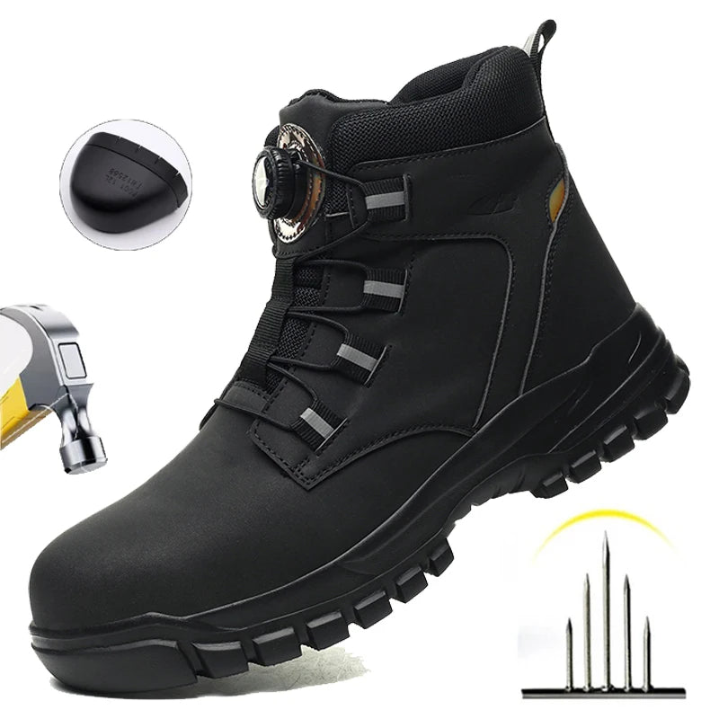 Wasserdichte Sicherheitsstiefel Herren Unzerstörbare Stahlkappen-Arbeitsschuhe Stichfeste Antikollisions-Sicherheitsschuhe Biker Botas Para Hombre