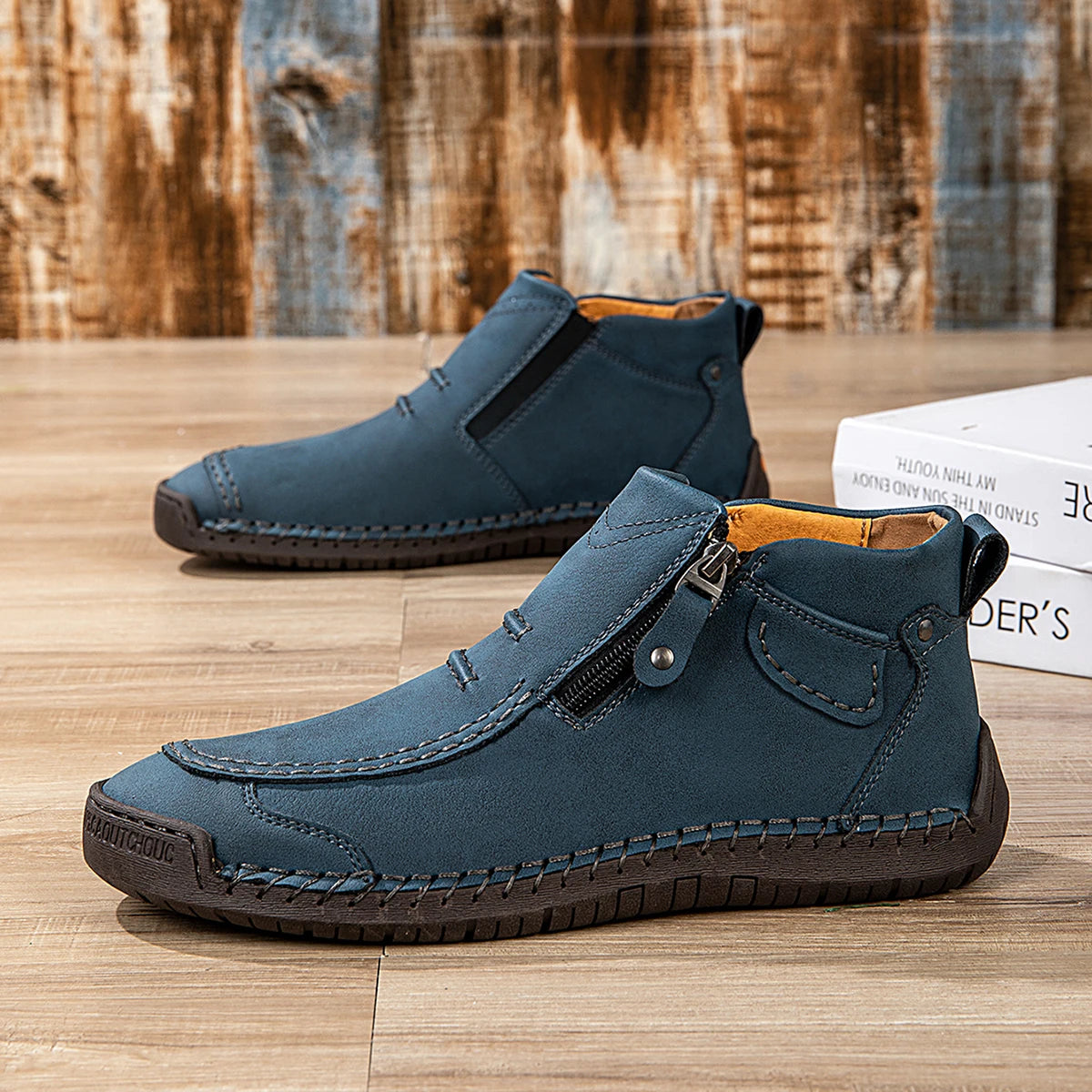 Neue Herbst Handgefertigte Leder Herrenstiefel Outdoor Design Sneaker Herren Atmungsaktive Freizeitschuhe Leder Herren Knöchelstiefel Herbst Übergröße