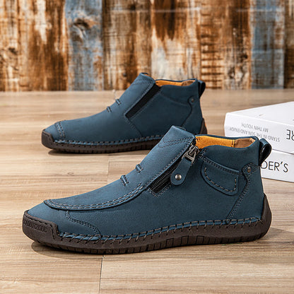 Neue Herbst Handgefertigte Leder Herrenstiefel Outdoor Design Sneaker Herren Atmungsaktive Freizeitschuhe Leder Herren Knöchelstiefel Herbst Übergröße