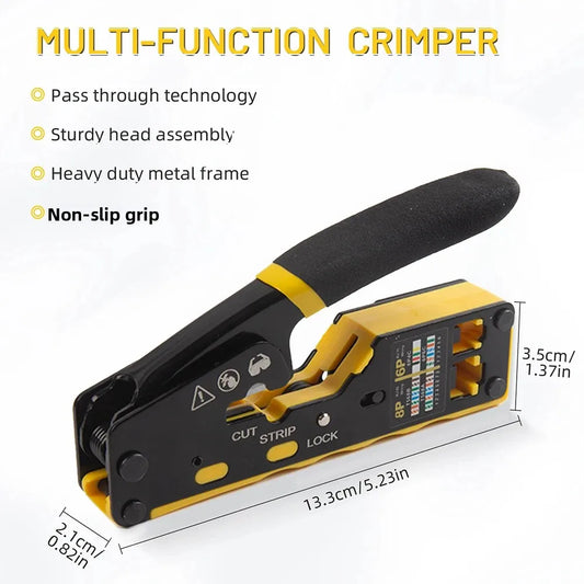 6088 Through-Hole Wire Crimper 8P6P Dual-Use Pliers for RJ45 Punch-Down RJ45 Crystal Head