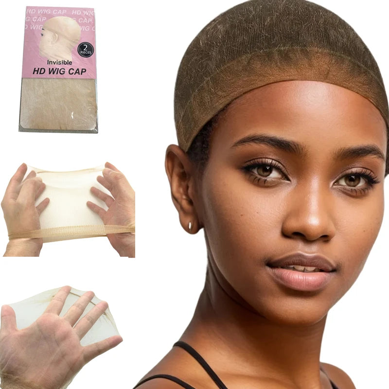 2/10/24 Stück Ultra-dünne HD transparente Perückenkappen für Damen Unsichtbare Strumpf-Glazkopfkappe Lace Front Perücken Zubehör