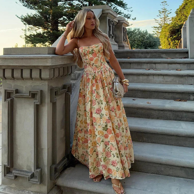 Polka Dot Puff Sleeve Crop Top & Maxi Skirt Set Square Neck Tie-Front 2026 Spring Summer Chic Romantic Women Vacation Vestido