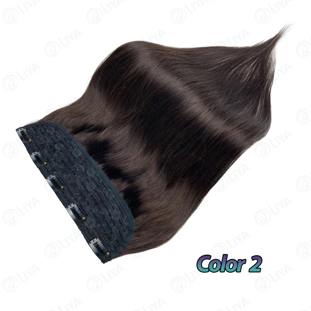 #6 Light Brown Bone Straight Clip In Hair Extensions 1 Piece 5 Clips Full Head One-Piece Clip In Human Hair Extensions 100G/Set