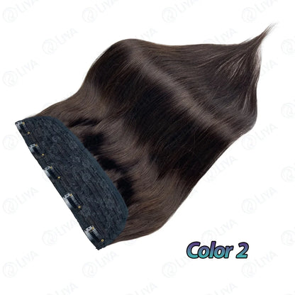 #6 Light Brown Bone Straight Clip In Hair Extensions 1 Piece 5 Clips Full Head One-Piece Clip In Human Hair Extensions 100G/Set