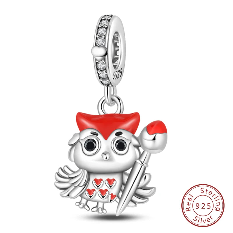 Original 925 Sterling Silber Rote Charm Perlen Rotwein Chili Hantel Anhänger für Frauen Passend für DIY Armband Geburtstag Schmuck Geschenk