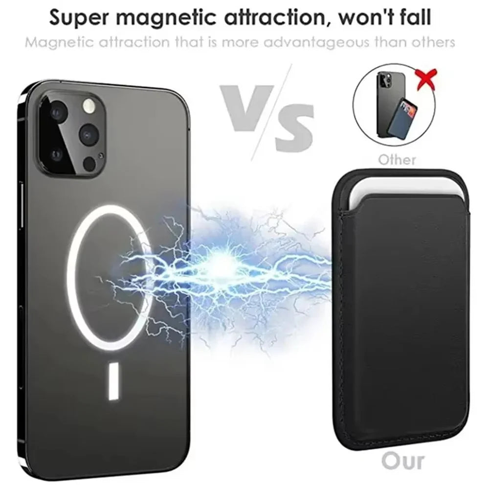 Leather Wallet Case Magnetic Card Holder Macsafe Phone Stand for Magsafe iPhone 15 14 13 Pro Max Safe Support Telephone Bracket