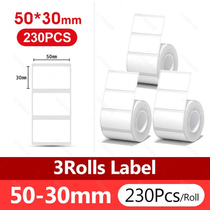 3/5/10 NiiMBOT White Label Papier wasserdichte selbstklebende Rollen für B1 B21 Mini Etikettendrucker Preisschild Büromarker UV-Druck