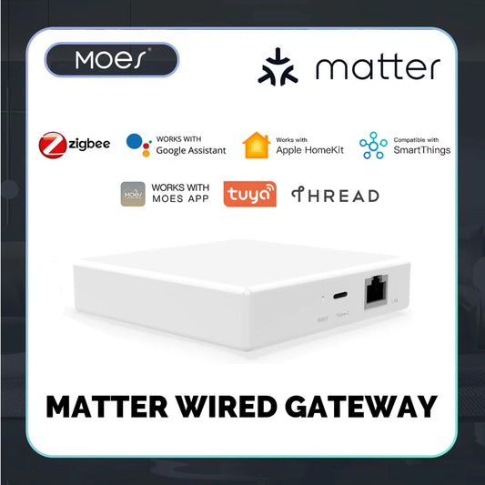 MOES Matter Gateway, Smart Home Steuerung mit Tuya Zigbee, Sprachsteuerung mit Siri, HomeKit, SmartThings, Google Assistant,