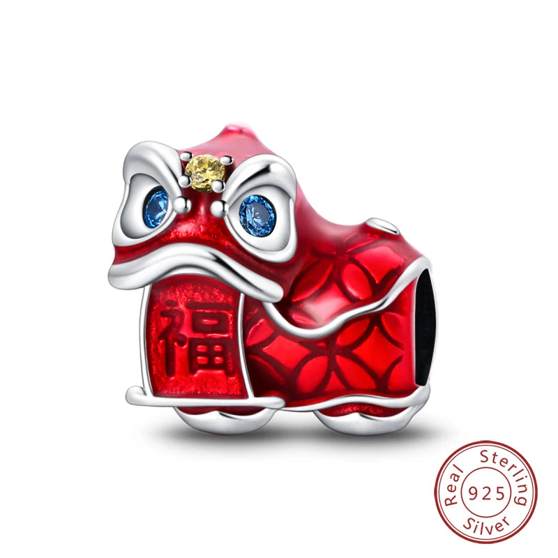 Original 925 Sterling Silber Rote Charm Perlen Rotwein Chili Hantel Anhänger für Frauen Passend für DIY Armband Geburtstag Schmuck Geschenk