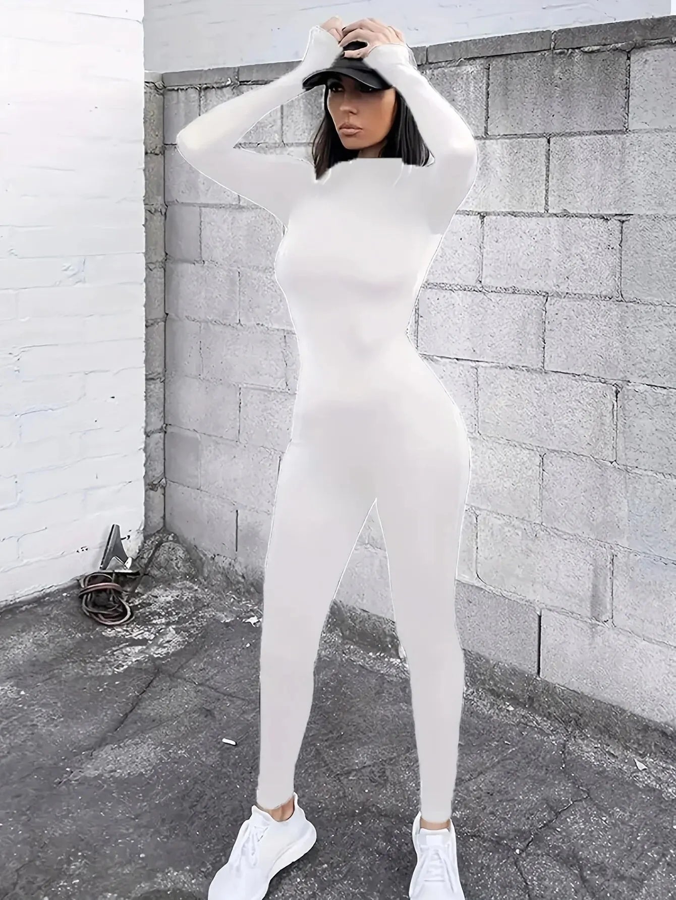 2024 Frühling Damen Sexy Jumpsuit Streetwear Langarm Bodycon Solid Sport Fitness Jumpsuits Strampler Overalls für Damen Bodysuit