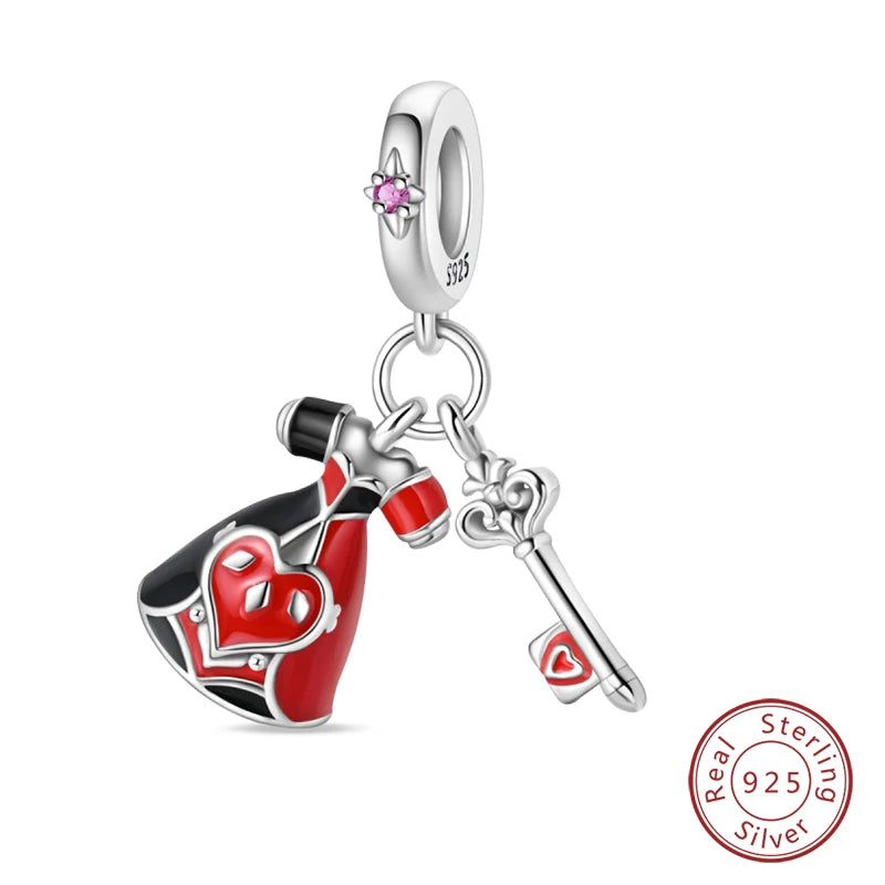 Original 925 Sterling Silber Rote Charm Perlen Rotwein Chili Hantel Anhänger für Frauen Passend für DIY Armband Geburtstag Schmuck Geschenk
