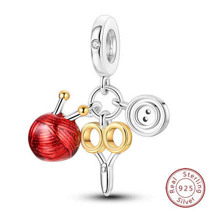 Original 925 Sterling Silber Rote Charm Perlen Rotwein Chili Hantel Anhänger für Frauen Passend für DIY Armband Geburtstag Schmuck Geschenk