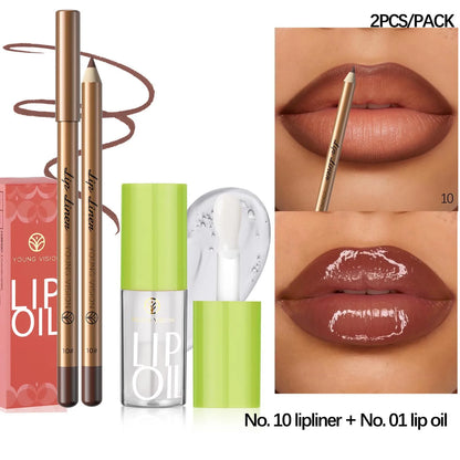 USHAS 12 Color Lip Liner + LIPSTICK Set Easy Coloring Matte Lipstick Long lasting nude red lipstick