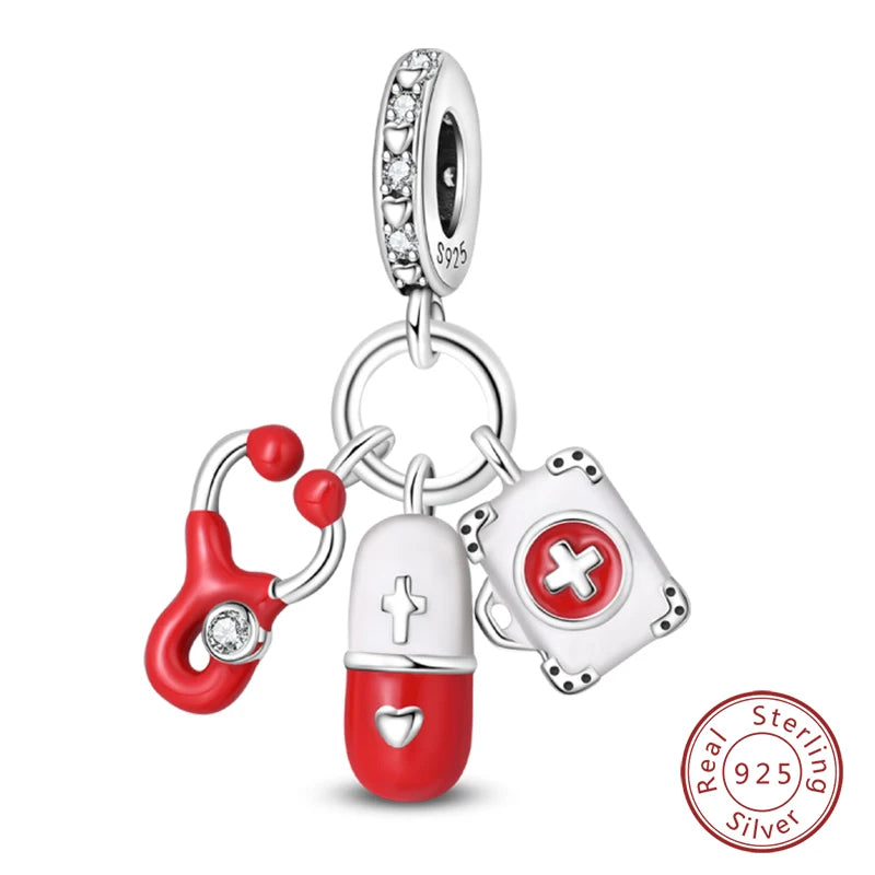 Original 925 Sterling Silber Rote Charm Perlen Rotwein Chili Hantel Anhänger für Frauen Passend für DIY Armband Geburtstag Schmuck Geschenk