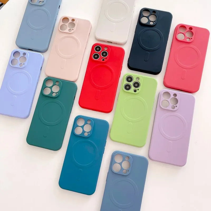 Liquid Silicone Shockproof Case For iPhone 18 17 16 15 14 13 12 11 Pro Max TPU Phone Magnetic Wireless Charger For Magsafe Cover