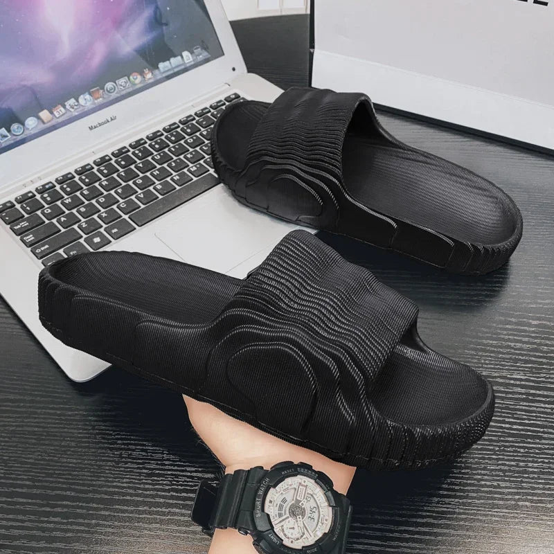 Soft Home Slippers Couple Summer Indoor Skid Proof Bathroom Slippers Sandals Hotel Solid Color Men Women Flip Flops Flat Shoes