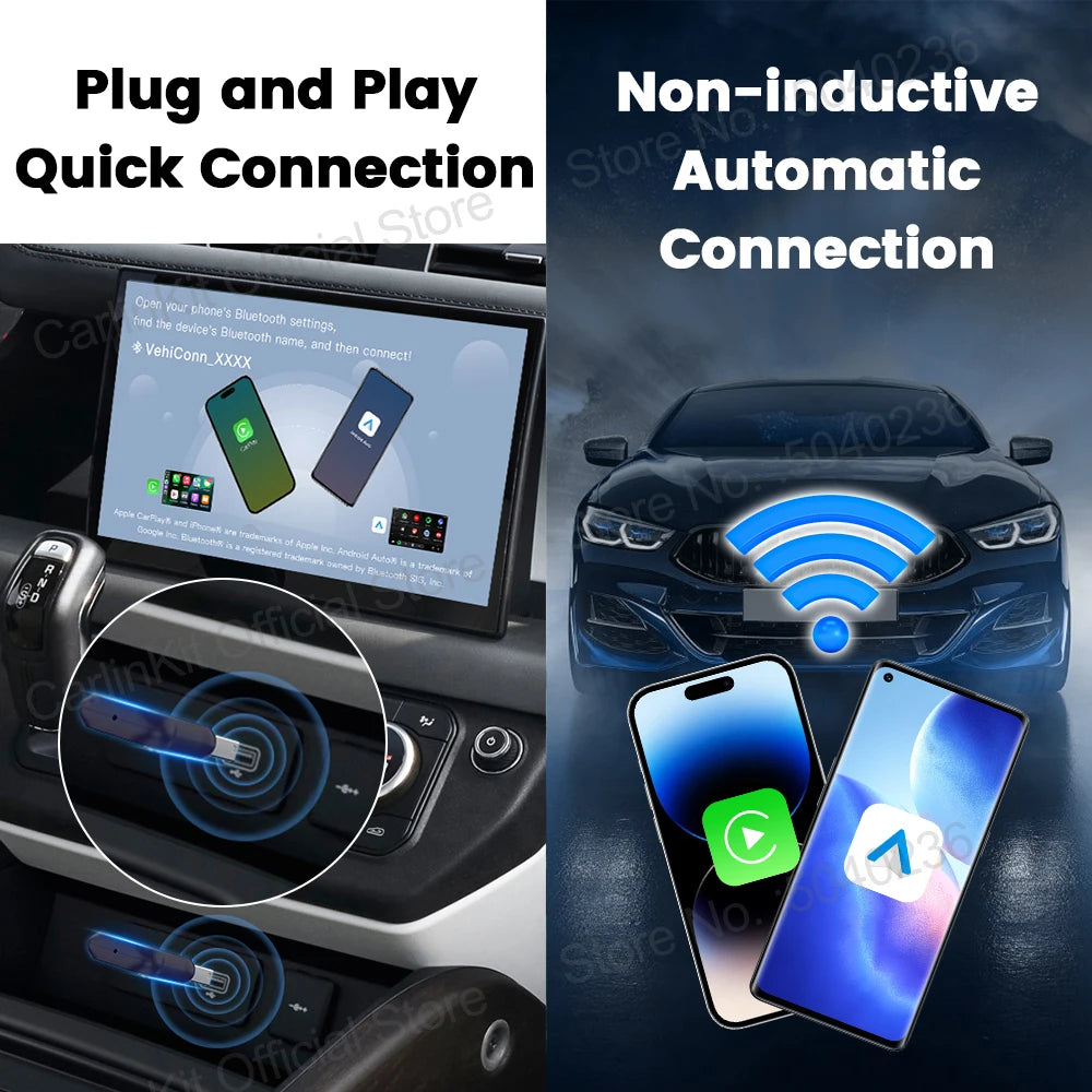 CarlinKit 5.0 Mini Ultra Wireless Adapter Kabelloses CarPlay Android Auto Für OEM-Fahrzeuge Plug and Play WiFi Bluetooth Auto-Verbindung