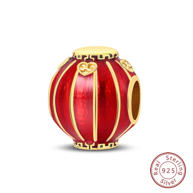 Original 925 Sterling Silber Rote Charm Perlen Rotwein Chili Hantel Anhänger für Frauen Passend für DIY Armband Geburtstag Schmuck Geschenk