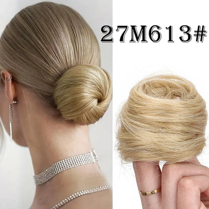 Synthetic Messy Bun Hair Piece Chignon Extension Mini Rubber Band Hair Bun Scrunchies Donut Hair Accessory Easy to Wear