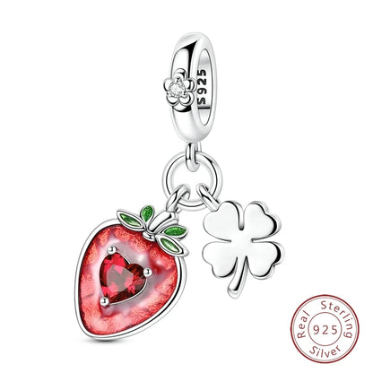 Original 925 Sterling Silber Rote Charm Perlen Rotwein Chili Hantel Anhänger für Frauen Passend für DIY Armband Geburtstag Schmuck Geschenk