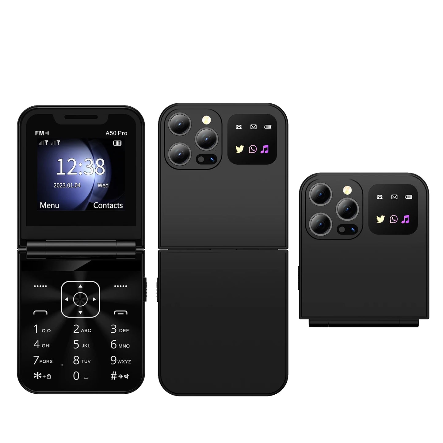SERVO A50 PRO Klapphandy Dual-SIM Standby Anrufaufzeichnung Kurzwahl Blacklist FM Radio 2G GSM Tastenklapphandys