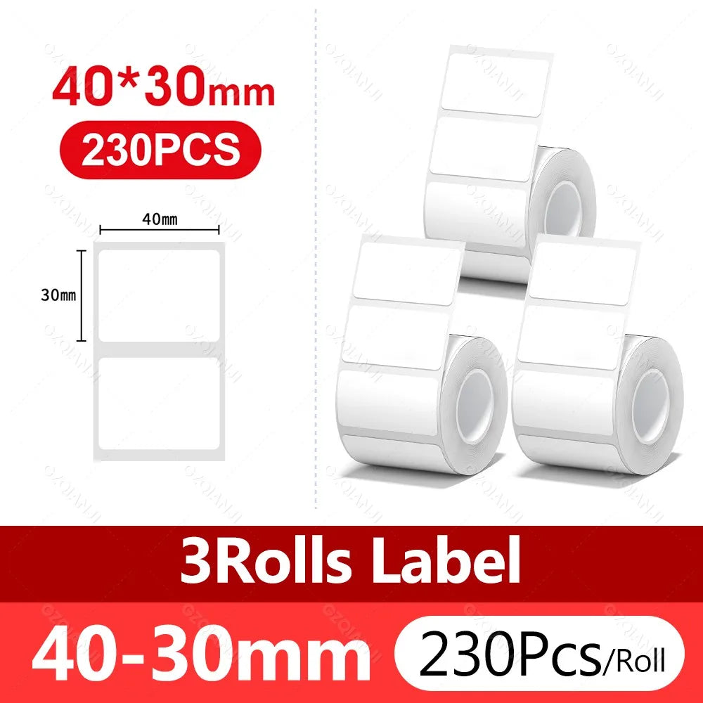 3/5/10 NiiMBOT White Label Papier wasserdichte selbstklebende Rollen für B1 B21 Mini Etikettendrucker Preisschild Büromarker UV-Druck