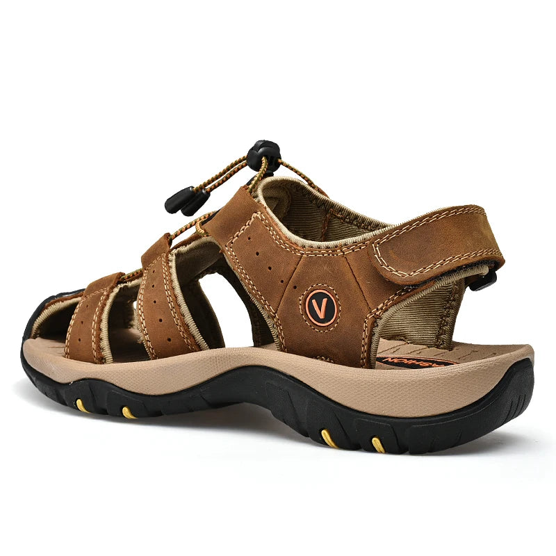 Sommer Herren Sandalen Echtes Leder Herren Freizeitschuhe Outdoor Herren Ledersandalen für Herren Strandschuhe Römerschuhe Plus Size 38-48