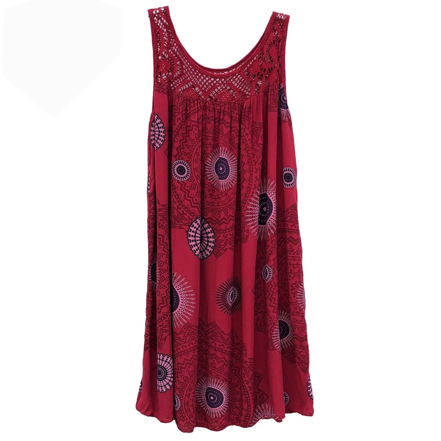 Damenbekleidung Sommer ärmelloses Camisole-Kleid Spitzenprint ärmelloses großes Schaukelkleid lockeres sexy Kleid langer Rock Übergröße