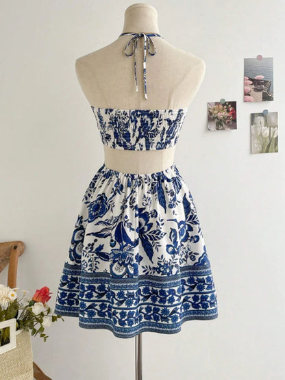 Damen Romantisches florales Neckholder-Kleid – sexy und modisch, einfach zu stylendes, lässiges Urlaubskleid