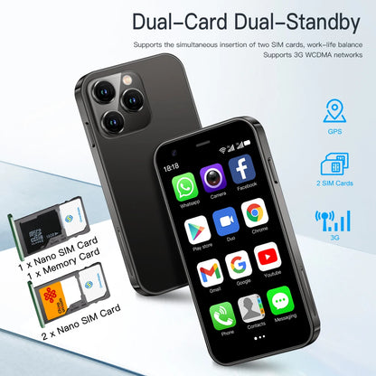 SERVO 15SE Mini Smartphone 3G WCDMA Android System WiFi Hotspot Play Store 3.0" Display Kleine Palm-Smartphones Dual SIM Standby