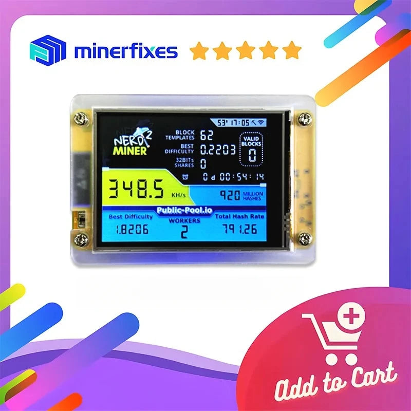 NerdMiner V2 2.8 Zoll 350kh/s BTC Solo Lottery Nerd Miner Krypto Bitcoin Miner Solo Mining Maschine